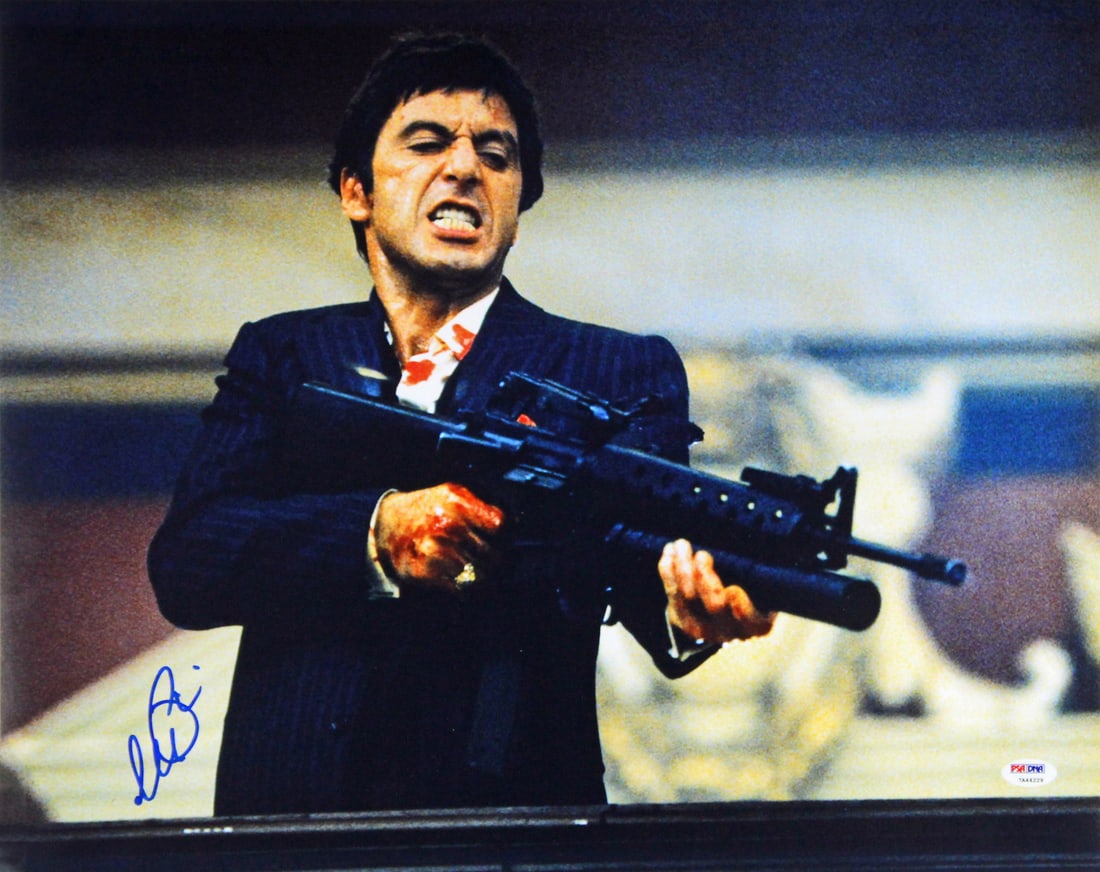 Al Pacino Scarface Signed 16X20 Photo PSA/DNA ITP Certified: Al Pacino Scarface Signed 16X20 Photo PSA/DNA ITP Certified This authentic 16X20 photo of Al Pacino from the iconic film Scarface has been personally signed by the actor himself. Each piece comes with