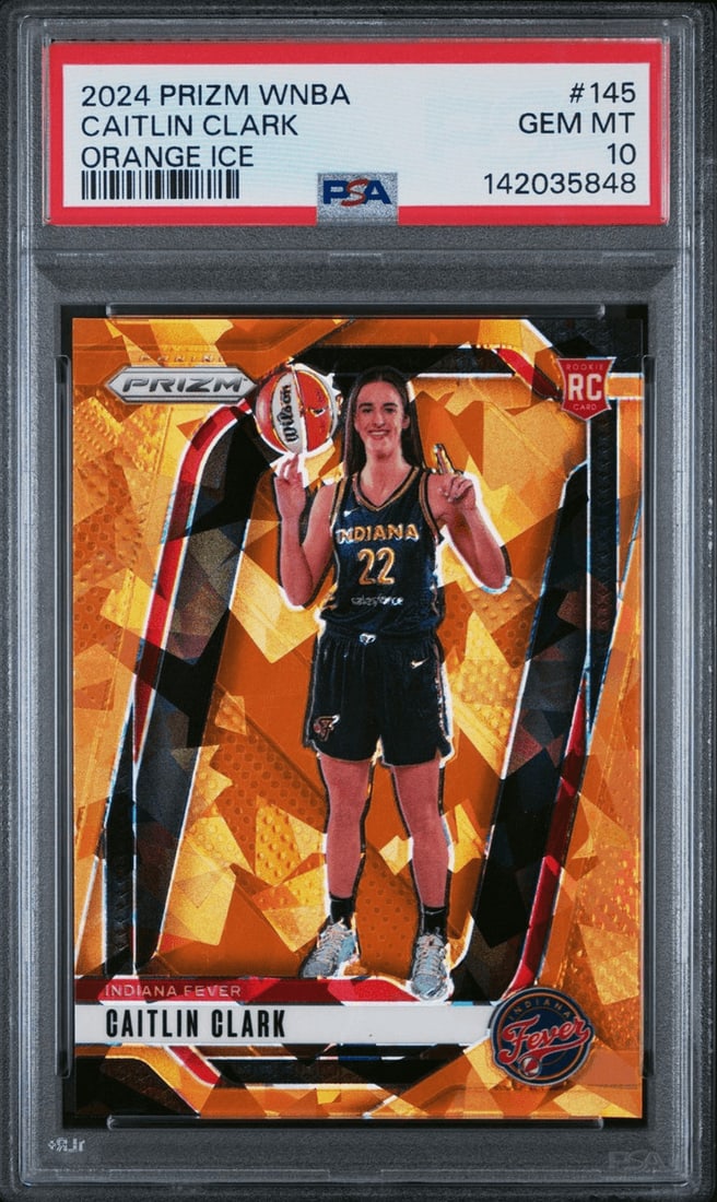 PSA 10 Caitlin Clark Orange Ice Panini Prizm WNBA Rookie Card #145 (1 of 2)