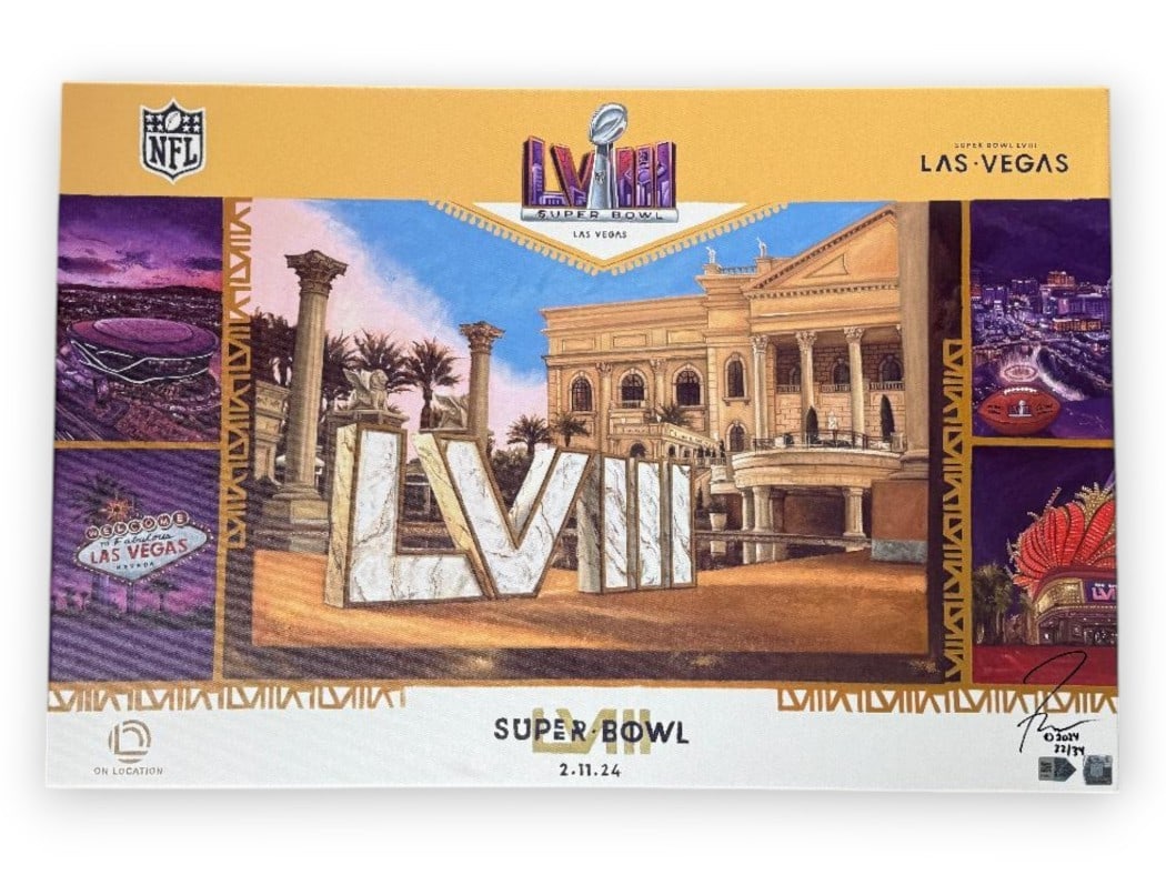 Justin Farano Signed Super Bowl Canvas Limited Edition 22/34 Chiefs vs 49ers: Justin Farano Signed Super Bowl Canvas Limited Edition 22/34 Chiefs vs 49ers This is a limited edition autographed canvas featuring Justin Farano, capturing the excitement of the Super Bowl matchup be