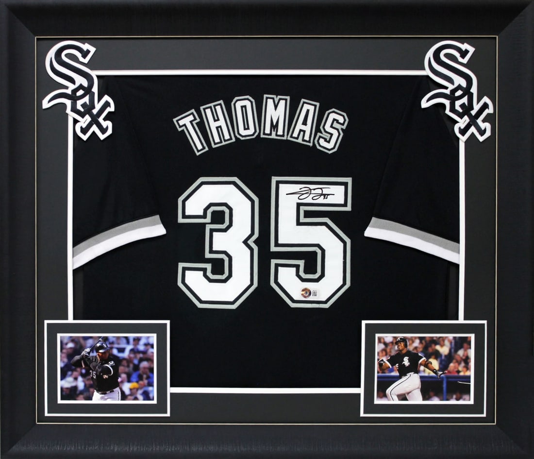 Frank Thomas Signed Black Framed Jersey Chicago White Sox BAS Witnessed (1 of 2)