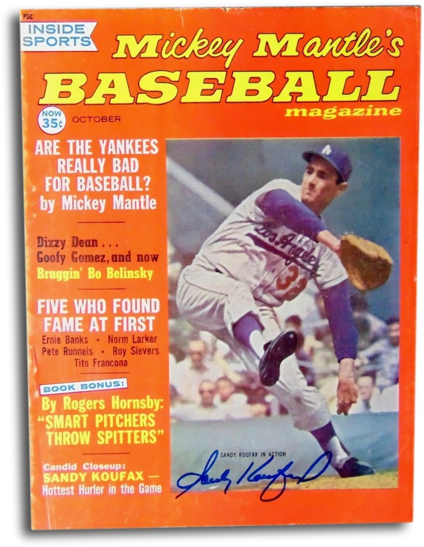 Sandy Koufax Autographed 1962 Baseball Magazine Dodgers JSA Authenticated: Sandy Koufax Autographed 1962 Baseball Magazine Dodgers JSA Authenticated This is an original 1962 baseball magazine featuring the legendary Sandy Koufax, a celebrated player of the Los Angeles Dodger