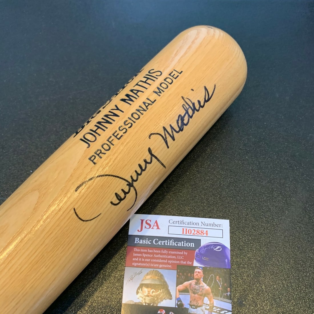 Johnny Mathis Autographed Baseball Bat JSA COA Original: Johnny Mathis Autographed Baseball Bat JSA COA Original This is an original Johnny Mathis signed autographed personal model baseball bat, authenticated by James Spence Authentication (JSA). This uniqu