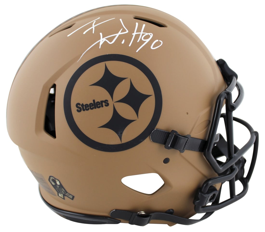 Pittsburgh Steelers T.J. Watt autographed full size Speed Proline helmet BAS: Pittsburgh Steelers T.J. Watt autographed full size Speed Proline helmet BAS Autographed Alternate 2023 Salute To Service II Riddell Authentic Full Size Speed Proline helmet personally signed by T.J. 