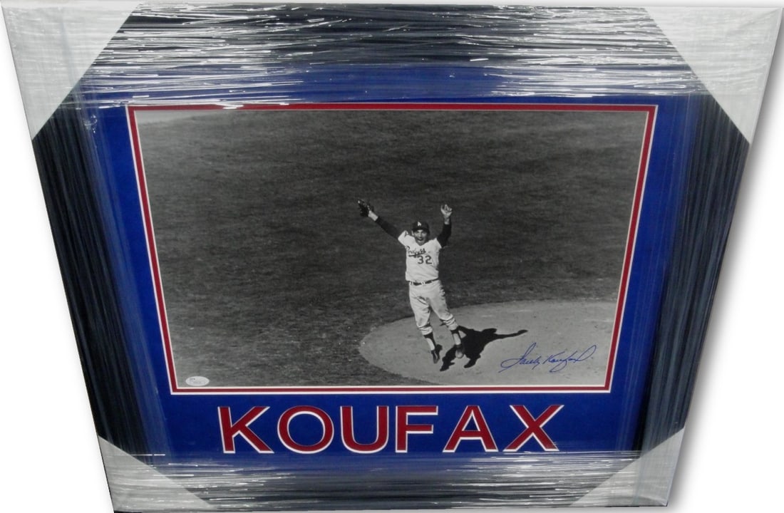Sandy Koufax Autographed 16x20 Photo Dodgers JSA Certified: Sandy Koufax Autographed 16x20 Photo Dodgers JSA Certified This stunning 16x20 photo captures Sandy Koufax in action, showcasing his remarkable talent as a pitcher for the Los Angeles Dodgers. The pho