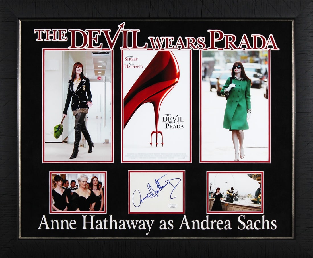 Framed Anne Hathaway signed 4x6 index card JSA COA The Devil Wears Prada (1 of 2)