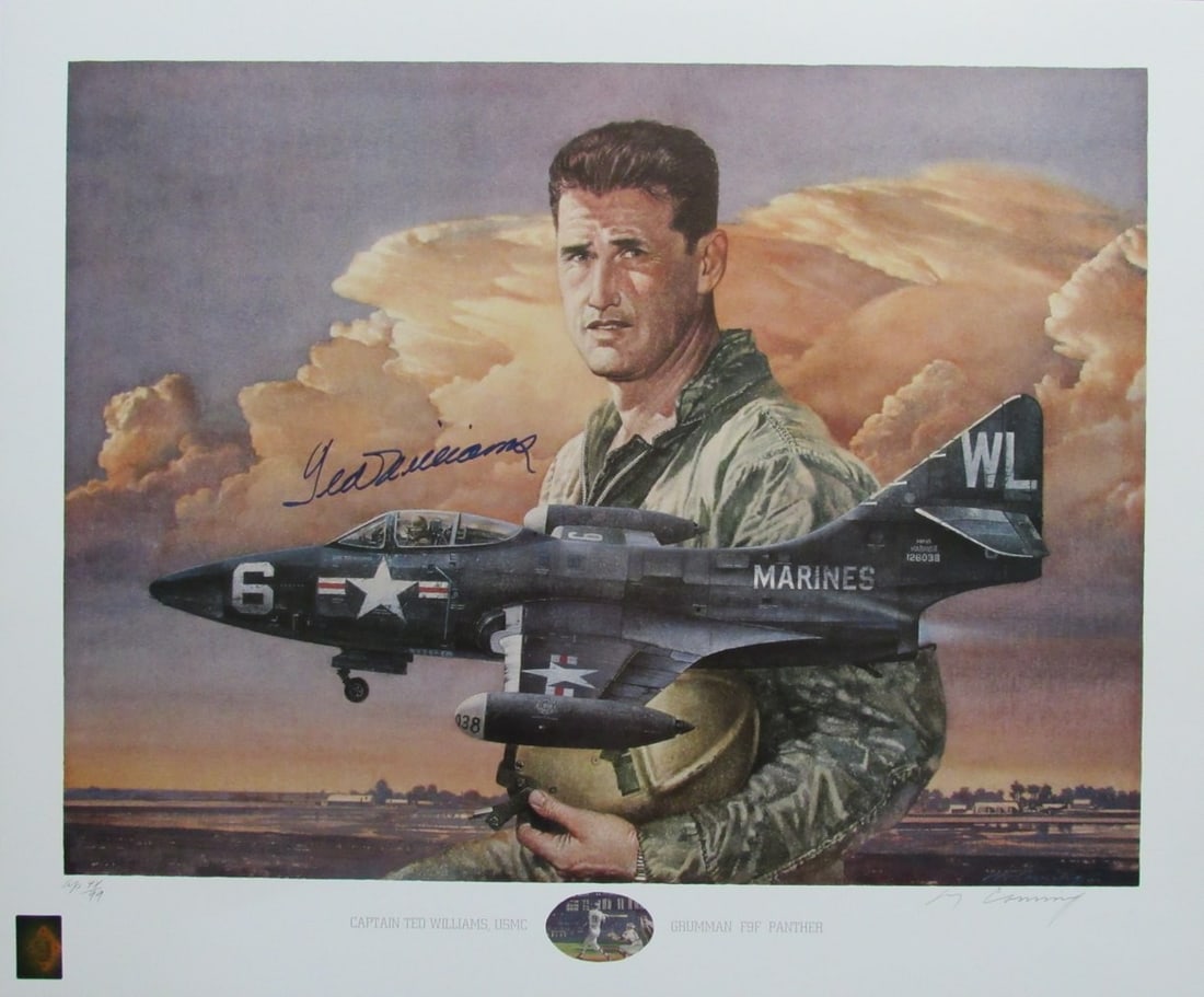 Williams and F9F Panther Lithograph Signed by Ted Williams and Merv Corning (1 of 5)