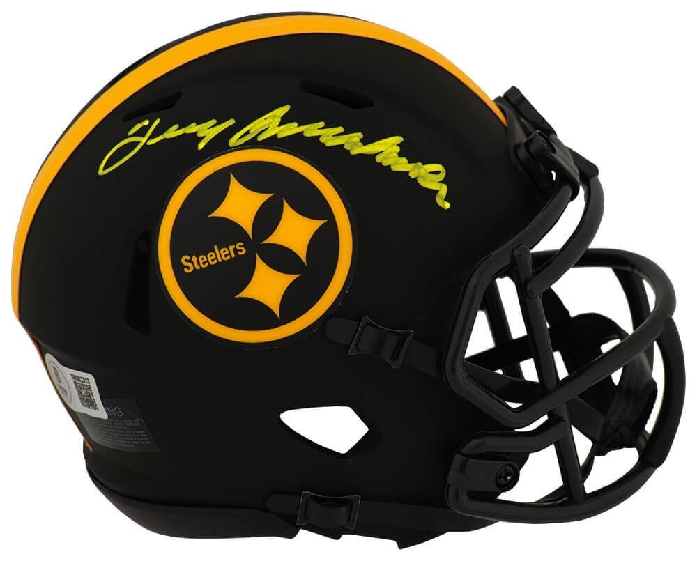 Terry Bradshaw Signed Steelers Eclipse Mini Helmet with Beckett COA: Terry Bradshaw Signed Steelers Eclipse Mini Helmet with Beckett COA This is a pre-owned Terry Bradshaw signed Pittsburgh Steelers Eclipse Riddell speed mini helmet, an exceptional collectible for any 