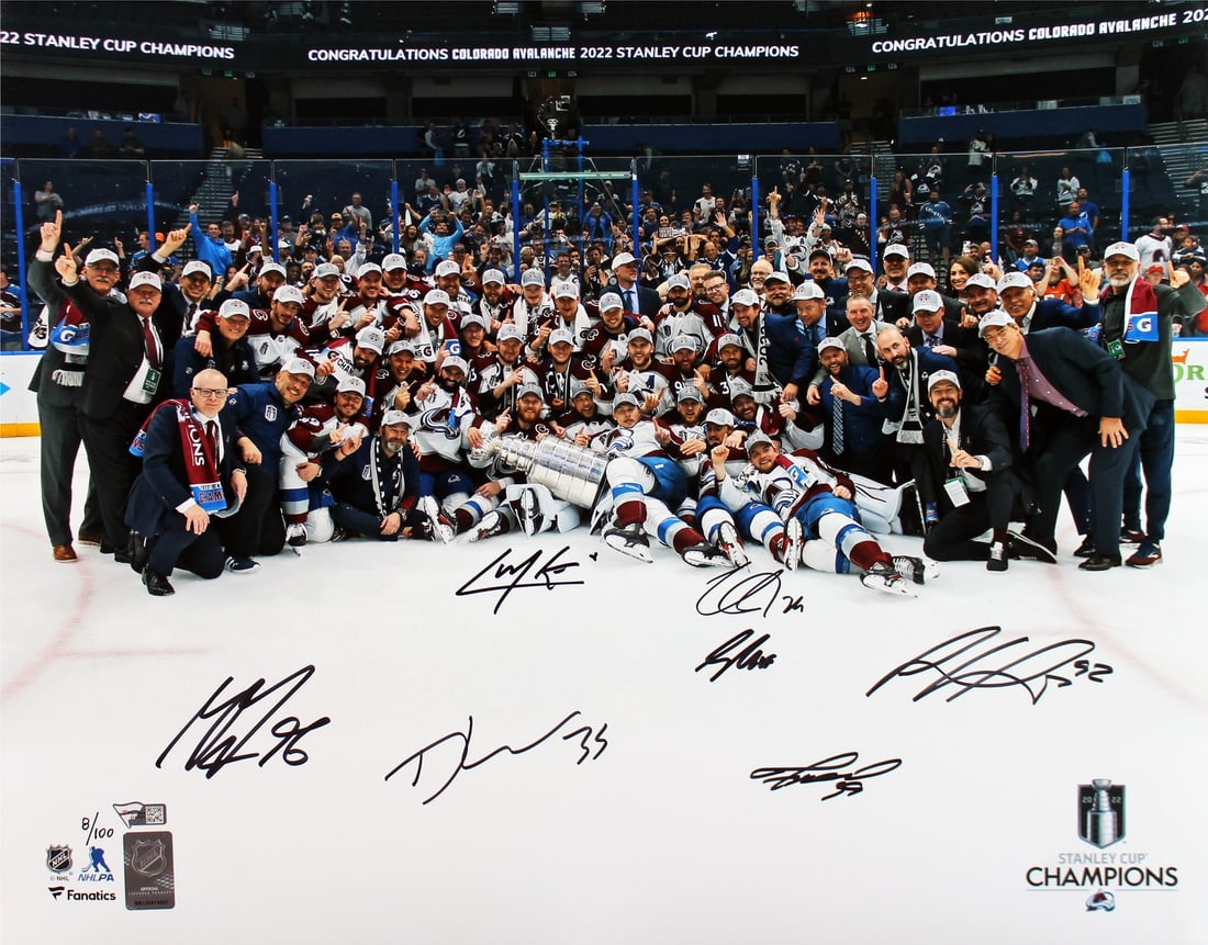 Colorado Avalanche Six Autograph 16x20 Limited Edition Photo Fanatics Authenticated: Colorado Avalanche Six Autograph 16x20 Limited Edition Photo Fanatics Authenticated This limited edition 16x20 photograph features the signatures of Nathan MacKinnon, Cale Makar, Mikko Rantanen, Gabri