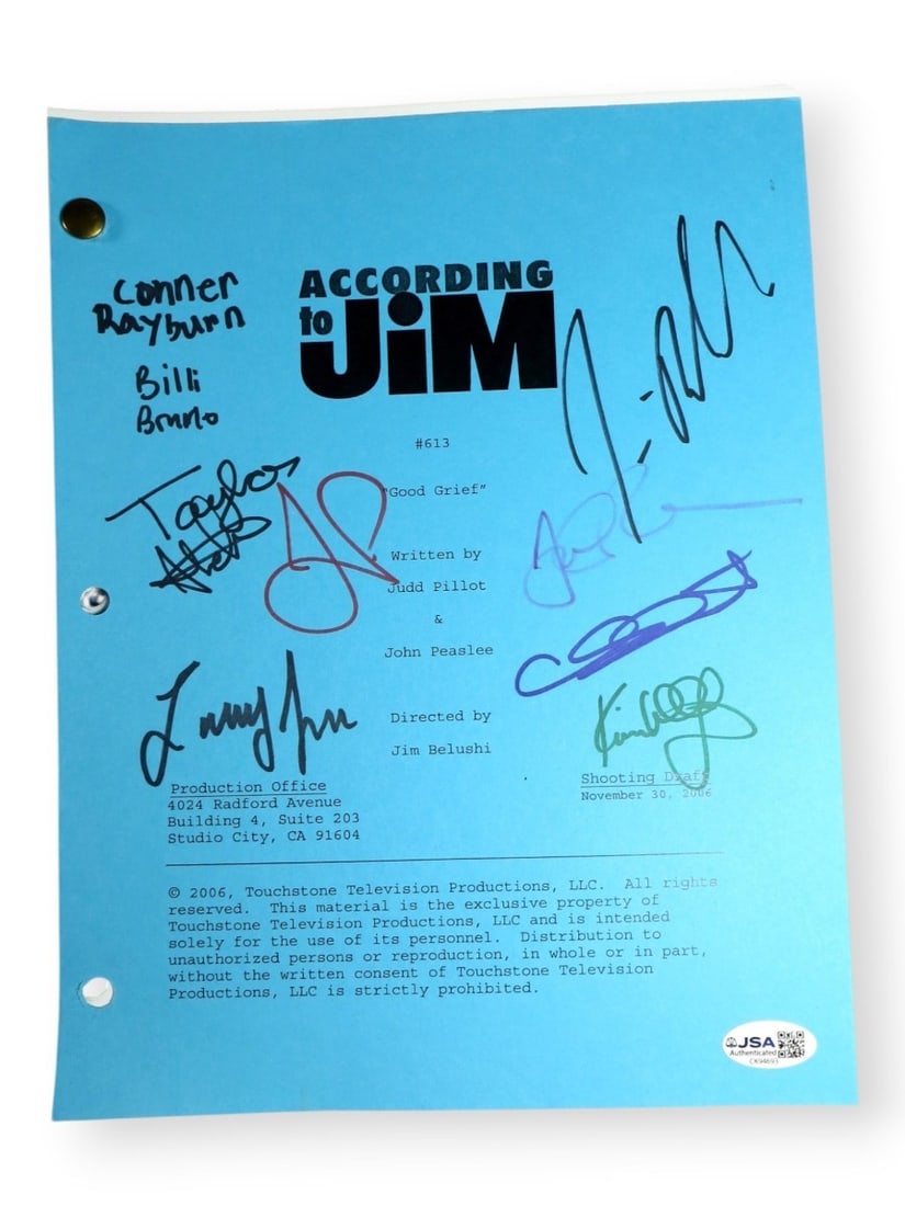 JSA authenticated According to Jim cast signed script Jim Belushi Courtney Thorne-Smith (1 of 3)