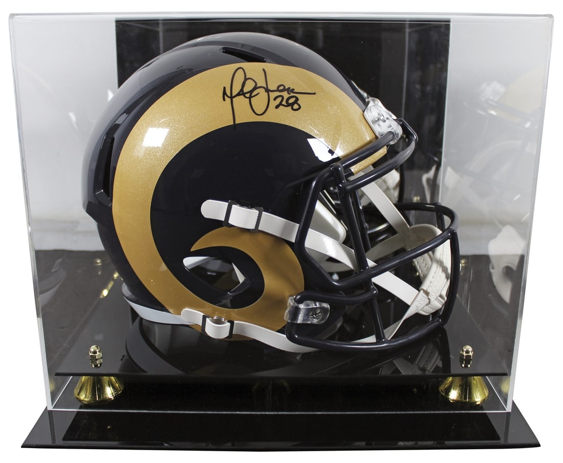 Marshall Faulk Signed St. Louis Rams Full Size Helmet with Display Case BAS Authenticated (1 of 3)