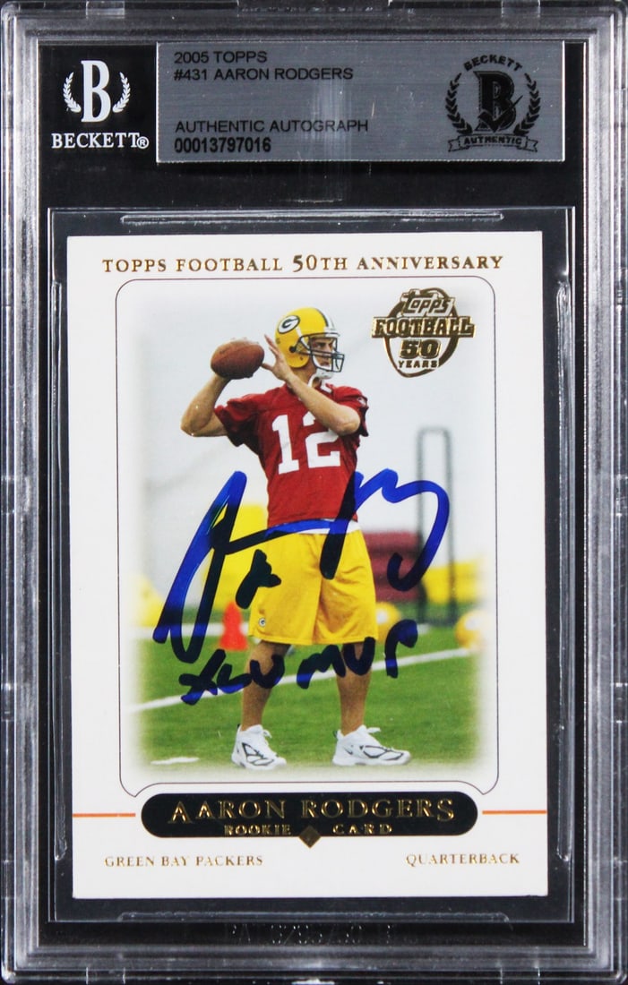 Aaron Rodgers 2005 Topps Rookie Card XLV MVP Beckett Slabbed (1 of 2)