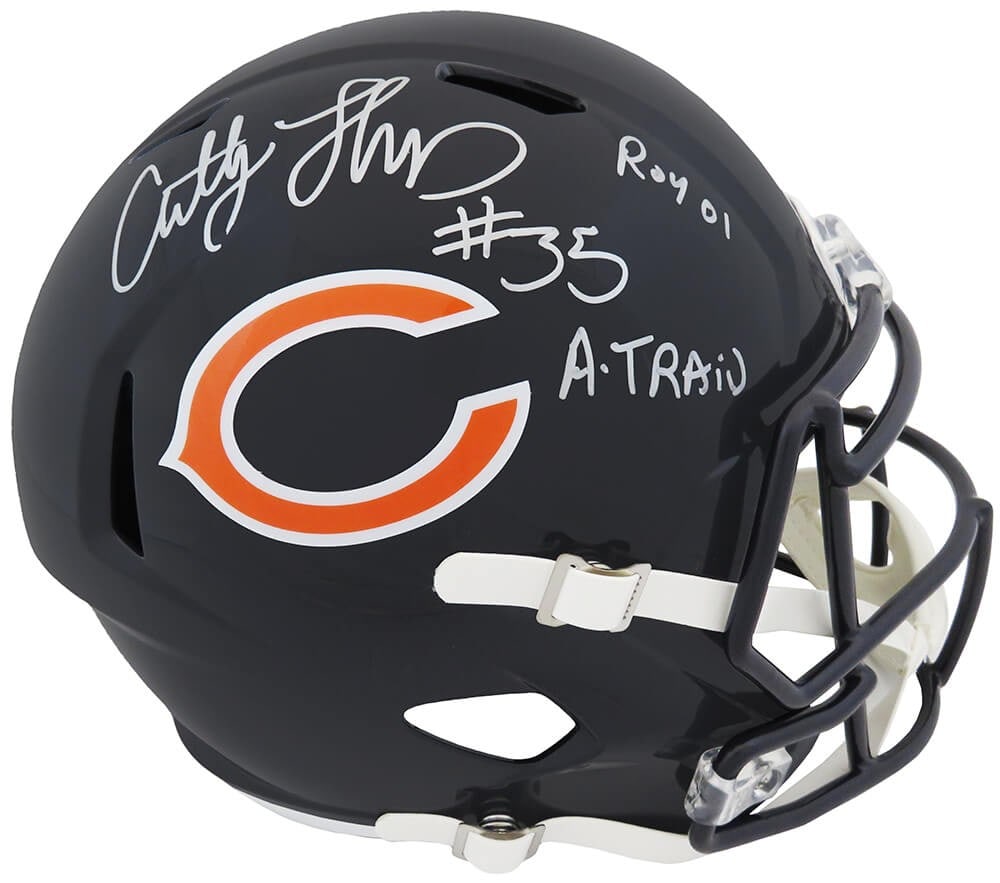 Chicago Bears Riddell full size speed replica helmet signed by Anthony Thomas: Chicago Bears Riddell full size speed replica helmet signed by Anthony Thomas This is an original Chicago Bears Riddell full size speed replica helmet signed by Anthony Thomas. The autograph includes 