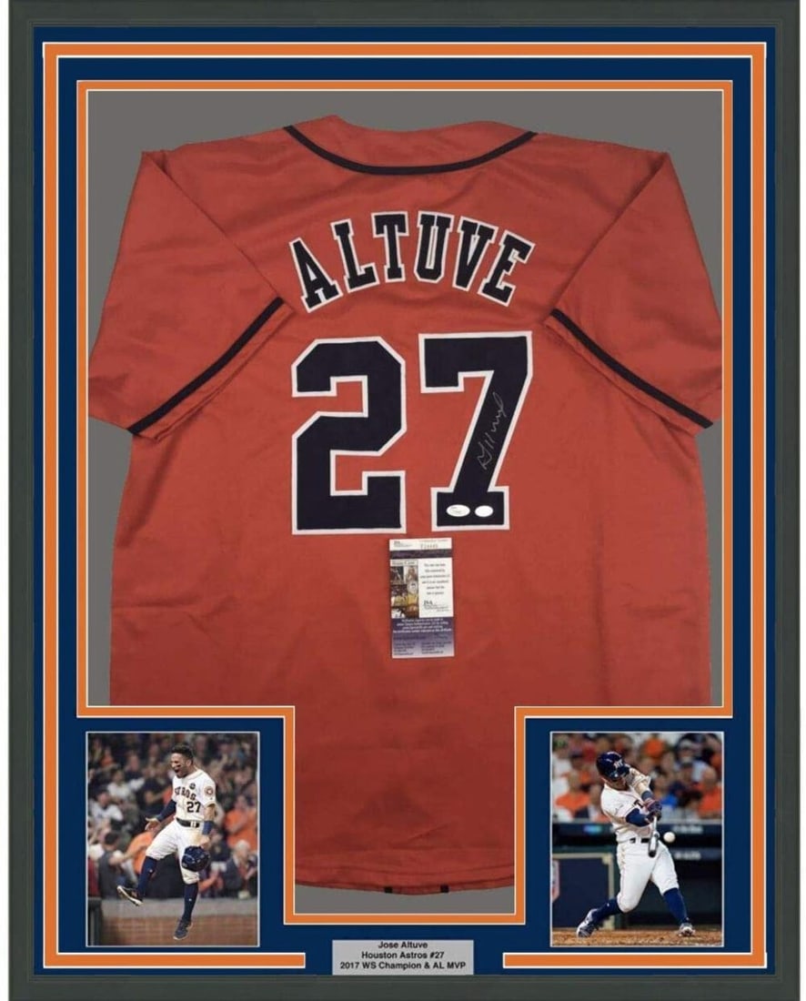 Jose Altuve signed Houston Astros jersey framed 33x42 JSA COA (1 of 2)