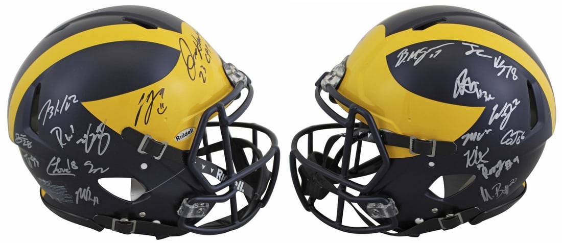 Michigan Wolverines full size Speed Proline helmet signed by Harbaugh McCarthy Fanatics (1 of 8)
