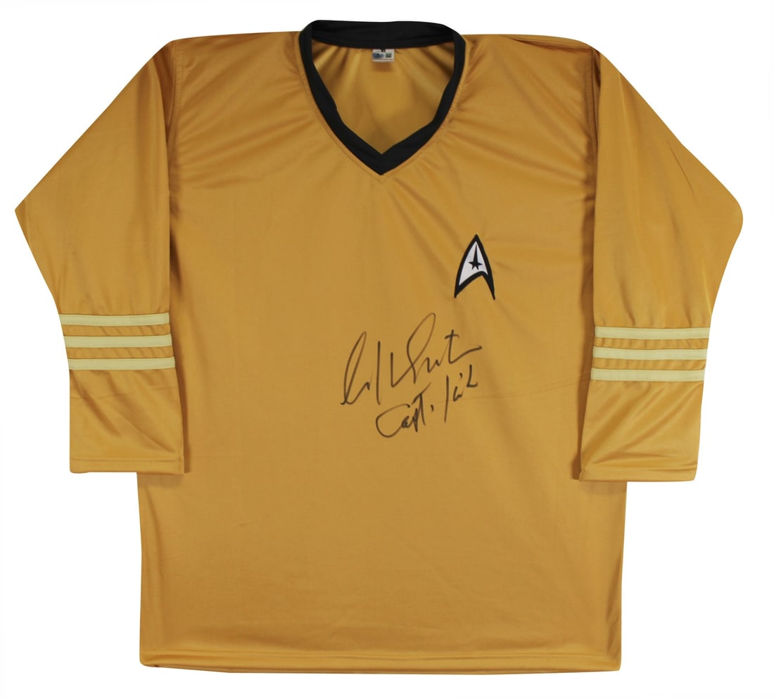 William Shatner Signed Star Trek Captain Kirk Uniform Shirt BAS Authenticated: William Shatner Signed Star Trek Captain Kirk Uniform Shirt BAS Authenticated This authentic uniform shirt, personally signed by William Shatner as Captain Kirk from Star Trek, is a must-have for any 