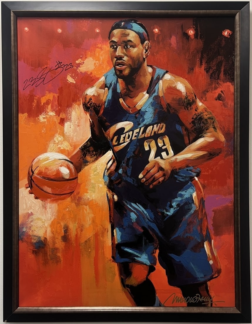 Upper Deck authenticated LeBron James autographed Malcolm Farley painting (1 of 8)