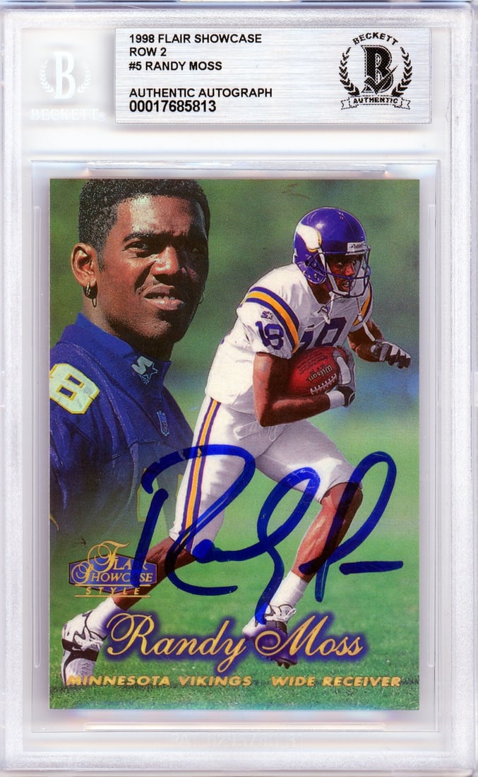 Randy Moss 1998 Flair Showcase Row 2 Rookie Auto Card #5 BGS (1 of 2)
