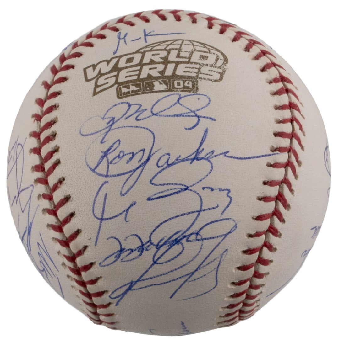 Boston Red Sox 2004 World Series team signed baseball JSA LOA: Boston Red Sox 2004 World Series team signed baseball JSA LOA Official 2004 World Series/Selig baseball from the Boston Red Sox championship season, team signed with 22 signatures. It includes an MLB 