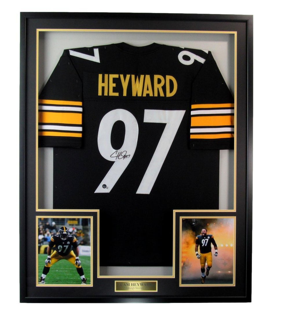 Framed Cam Heyward Signed Steelers Jersey BAS Beckett 33 x 42 (1 of 4)