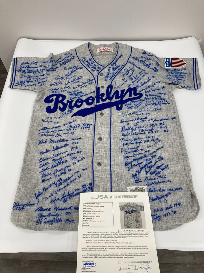 Brooklyn Dodgers Legends Signed Mitchell Ness Jersey 98 Autographs JSA COA (1 of 18)