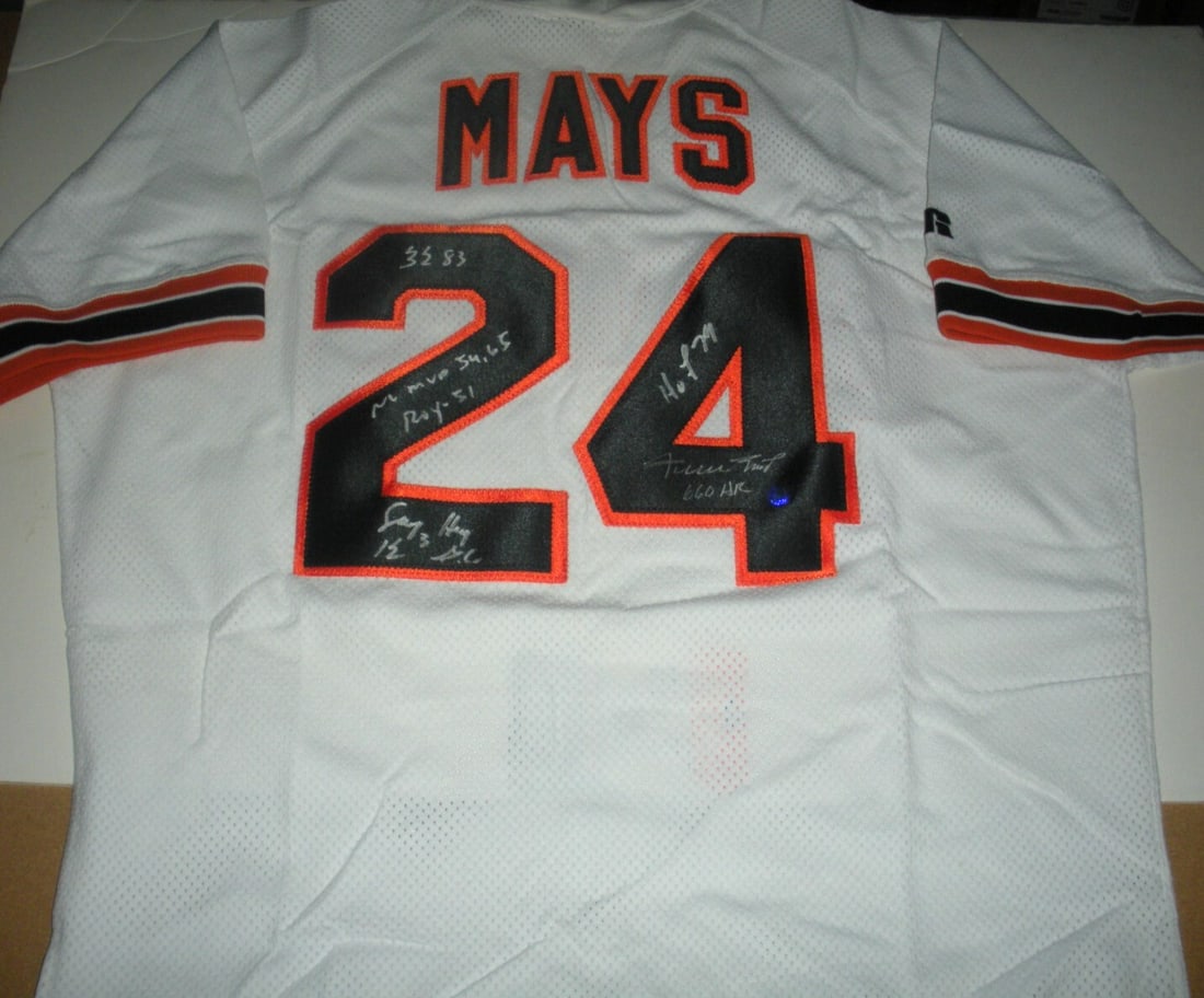 Official Russell San Francisco Jersey Signed by Willie Mays with Hologram COA: Official Russell San Francisco Jersey Signed by Willie Mays with Hologram COA This is an official licensed Russell baseball jersey signed by Willie Mays. The jersey is original, not a reproduction, an