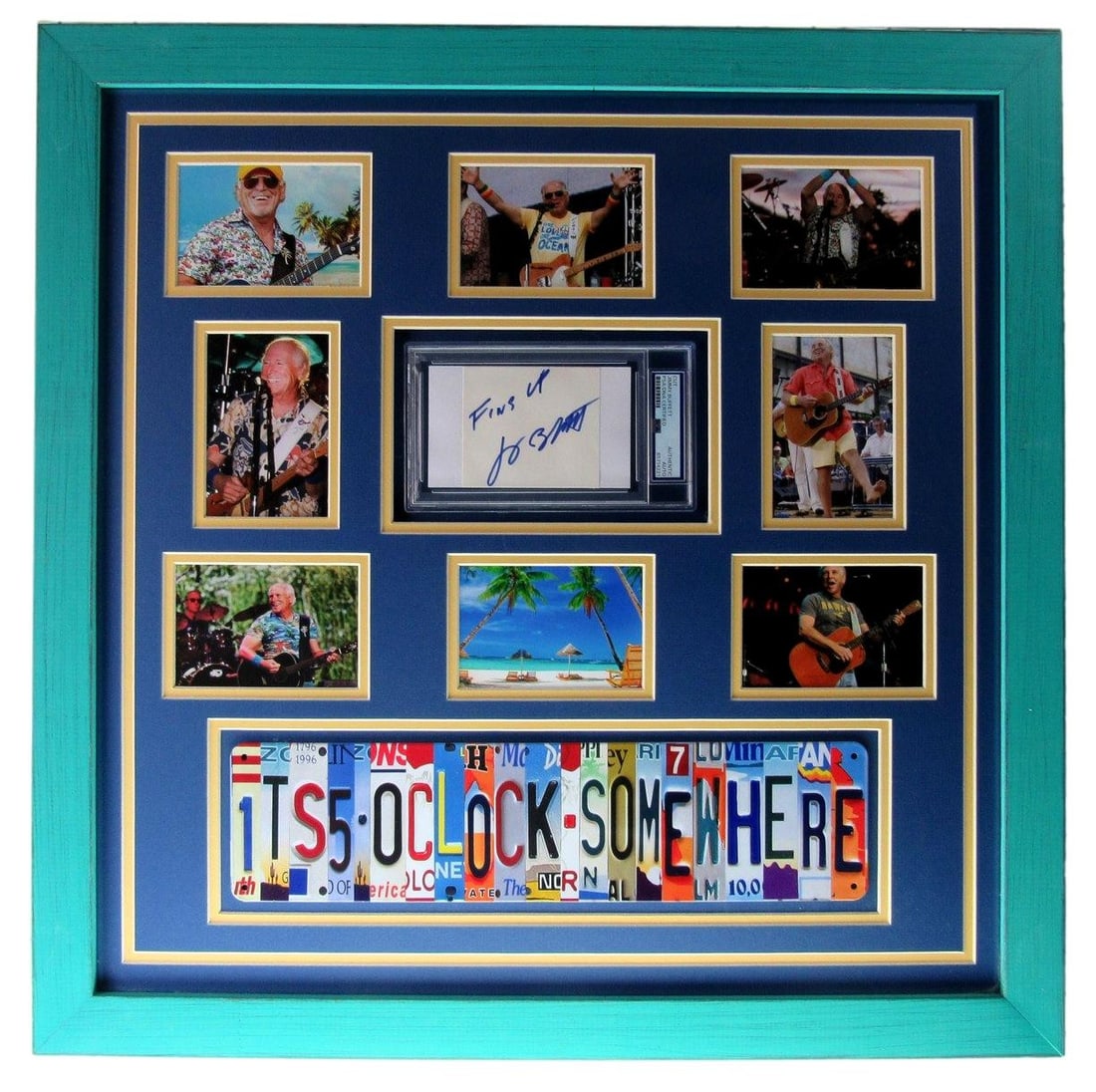 Framed Jimmy Buffett Autograph Card With Photo Collage PSA/DNA Encapsulated (1 of 3)