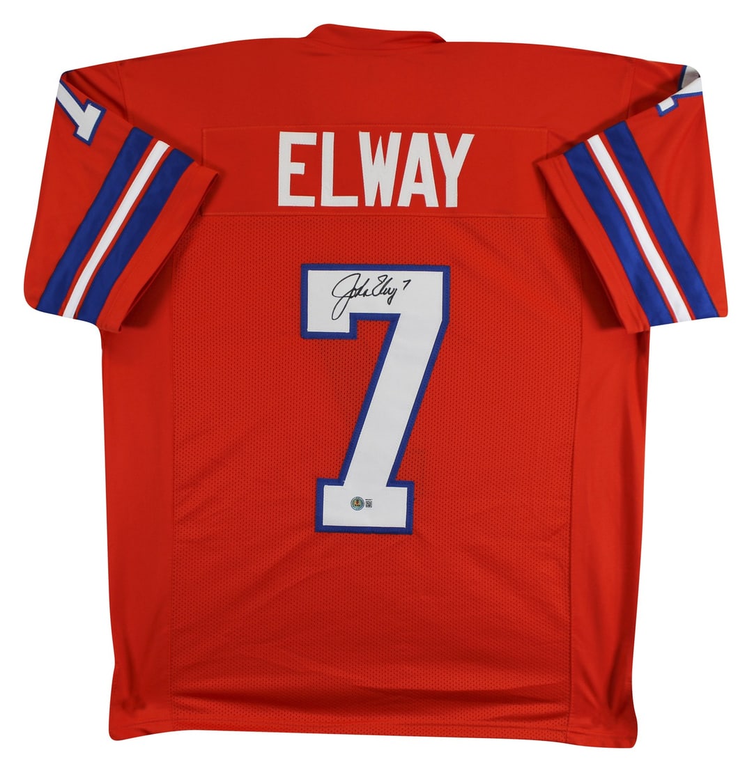 John Elway Autographed Orange Throwback Jersey Beckett Witnessed Authentication (1 of 3)