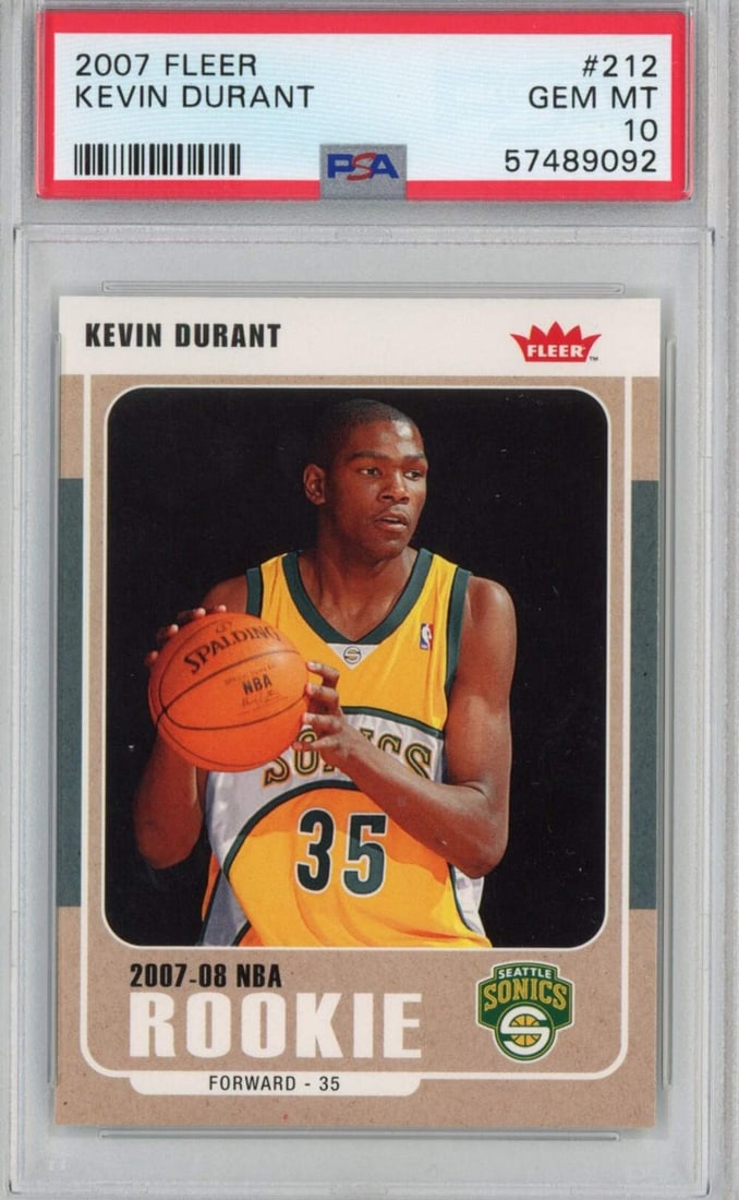 PSA 10 Kevin Durant 2007-08 Fleer #212 Rookie Basketball Card (1 of 2)