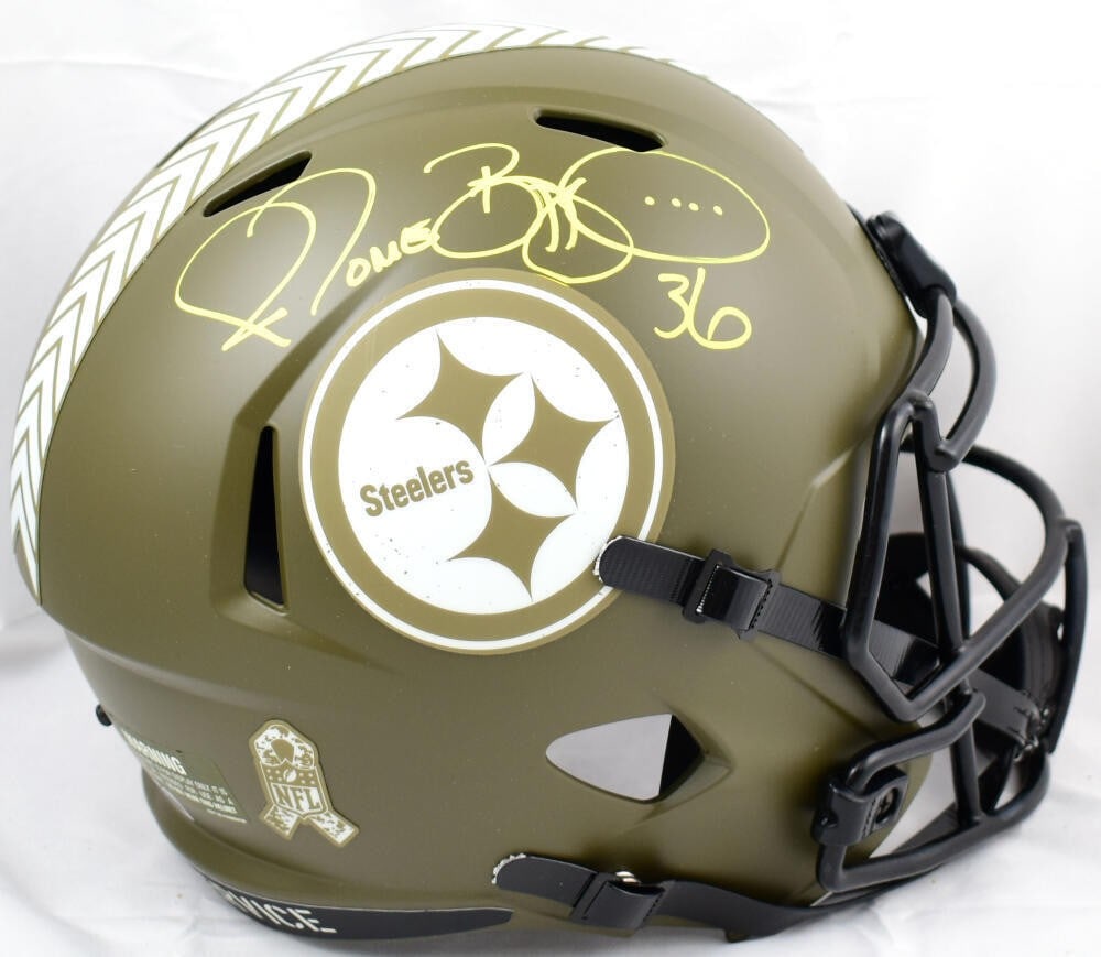 Pittsburgh Steelers full size Speed helmet signed by Jerome Bettis Beckett holo: Pittsburgh Steelers full size Speed helmet signed by Jerome Bettis Beckett holo This is an original, pre-owned full-size Pittsburgh Steelers helmet signed by Jerome Bettis. It includes Beckett authent