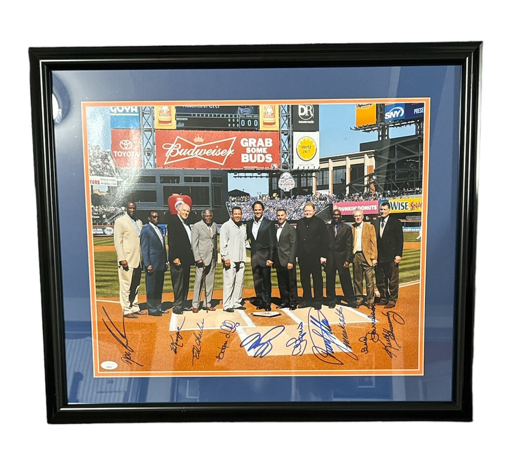 Framed 16x20 Mets photo signed by Piazza Gooden Kranepool Alfonso JSA (1 of 4)