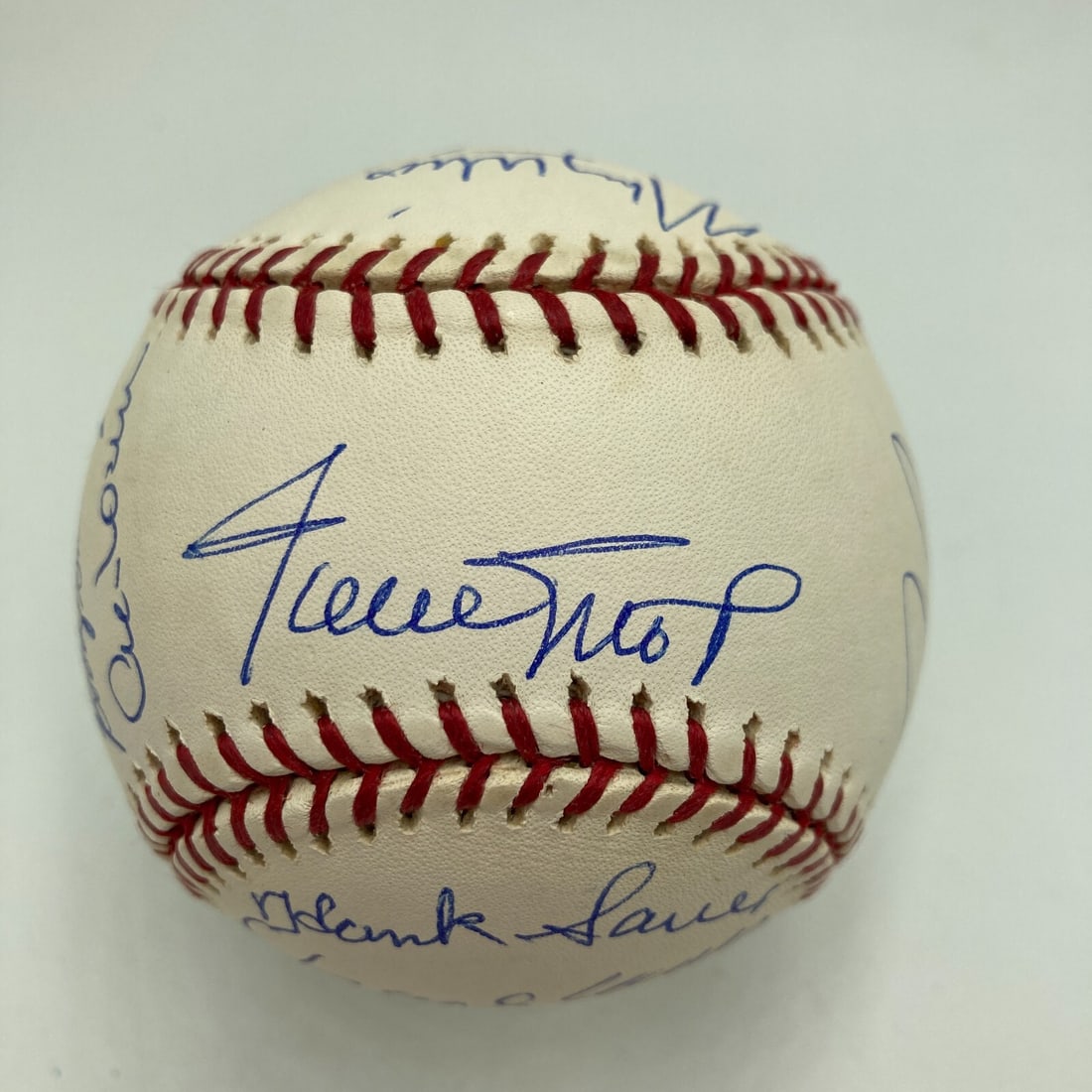 Willie Mays 70th Birthday Signed Baseball with 18 Signatures JSA: Willie Mays 70th Birthday Signed Baseball with 18 Signatures JSA Celebrate the legacy of baseball with this exceptional signed baseball commemorating Willie Mays' 70th birthday. This original Rawlings