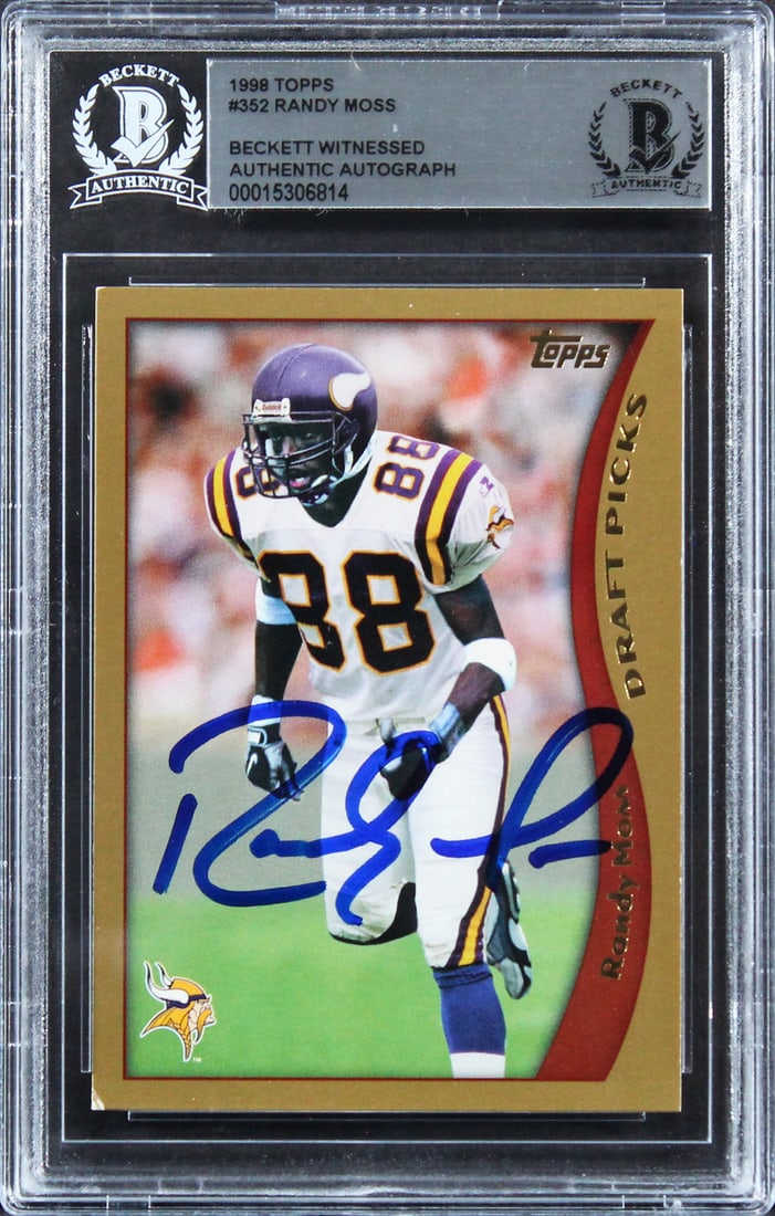 Randy Moss Signed 1998 Topps #352 Rookie Card Beckett Authenticated (1 of 2)
