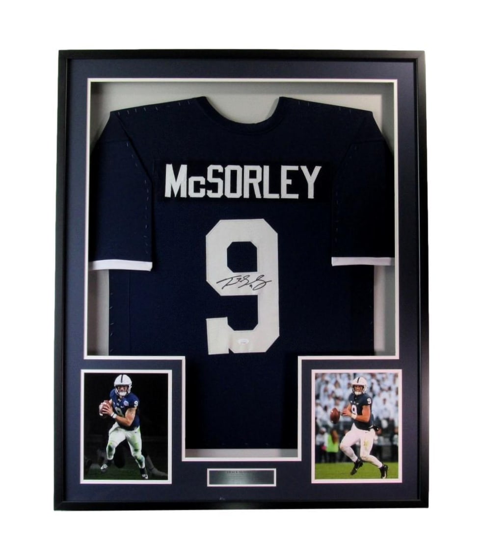 Framed Penn State Trace McSorley signed football jersey JSA 33 in x 42 in (1 of 4)