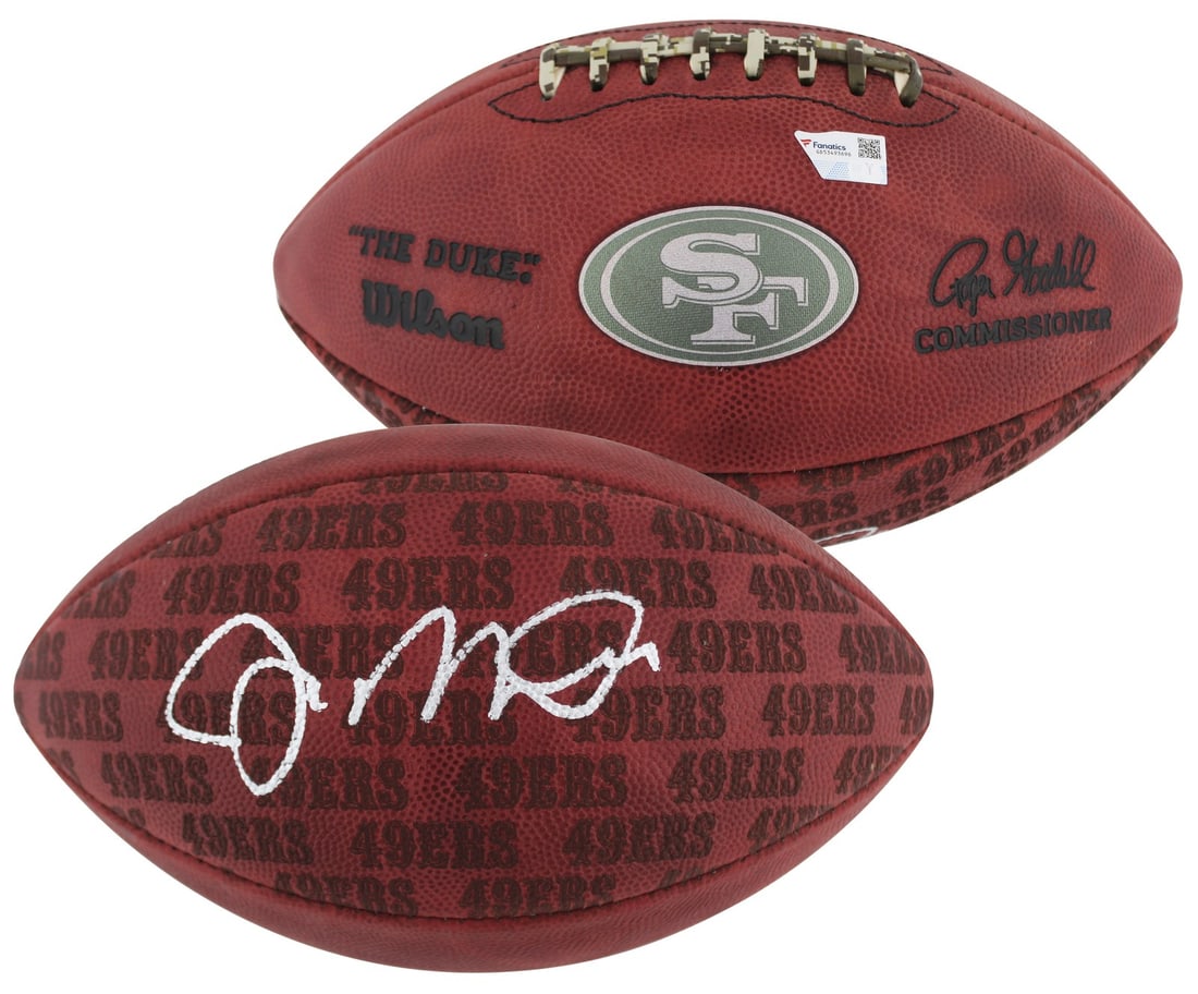 Joe Montana Autographed Wilson The Duke Football San Francisco 49ers Certified Fanatics: Joe Montana Autographed Wilson The Duke Football San Francisco 49ers Certified Fanatics This Official Wilson "The Duke" Team Showcase NFL Football has been personally signed by legendary quarterback J