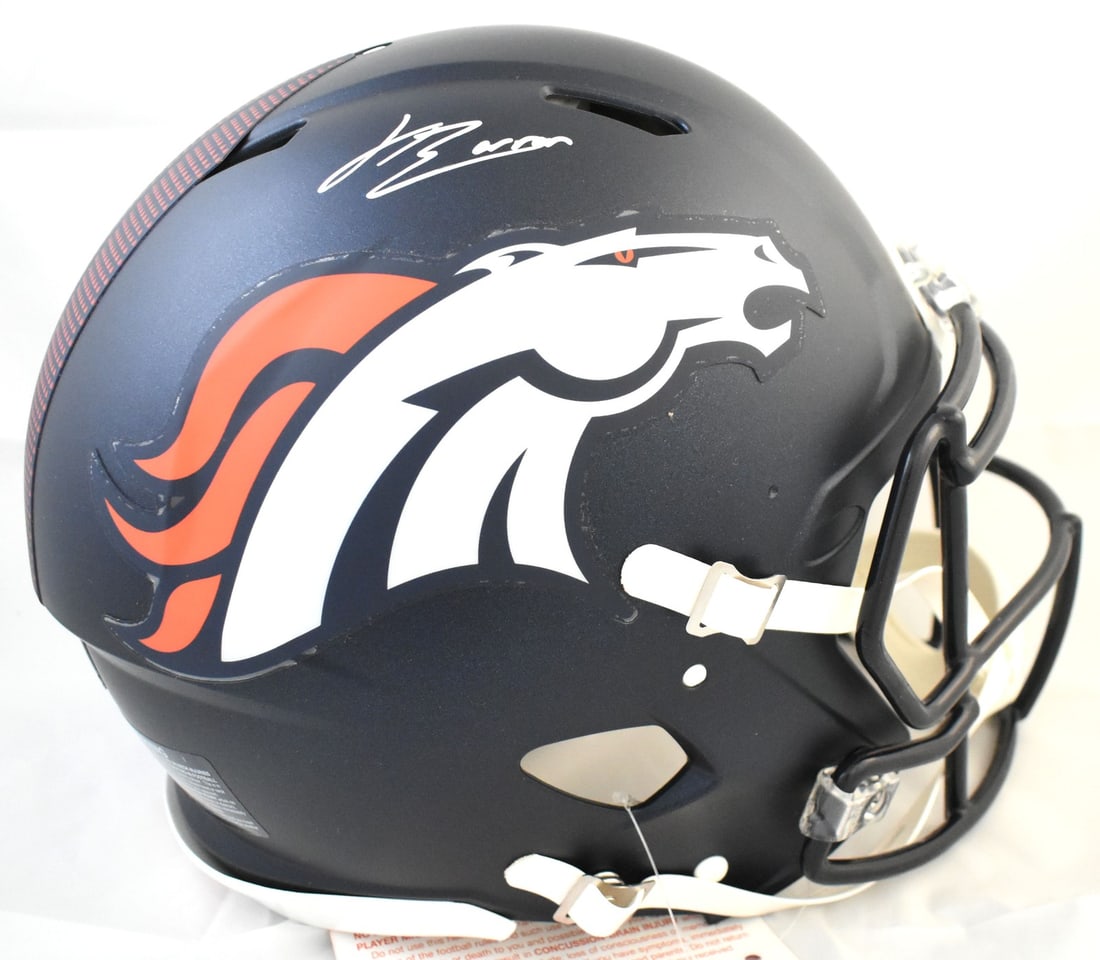 Beckett Holo Jahdae Barron Autographed Broncos Full Size Speed Helmet (1 of 5)