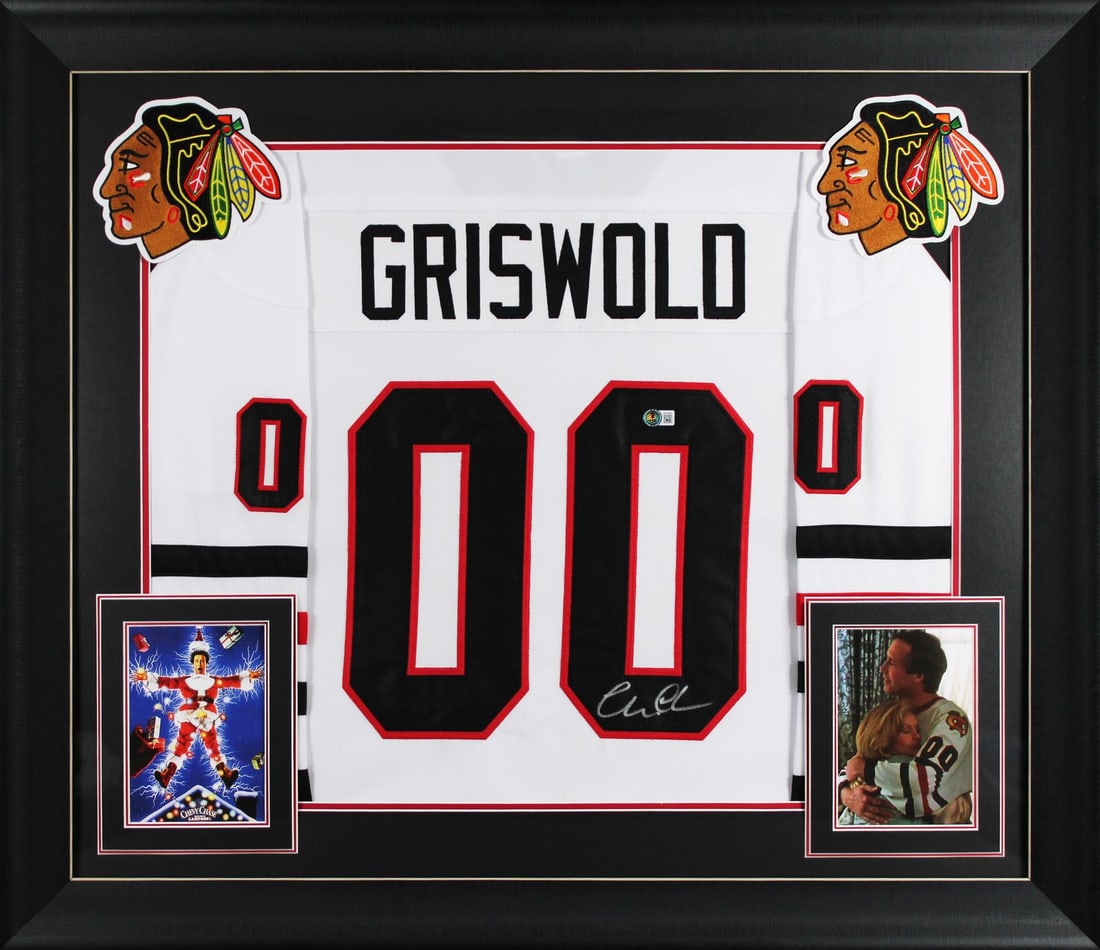 Framed Santa Clark Jersey signed by Chevy Chase Beckett Witnessed (1 of 2)