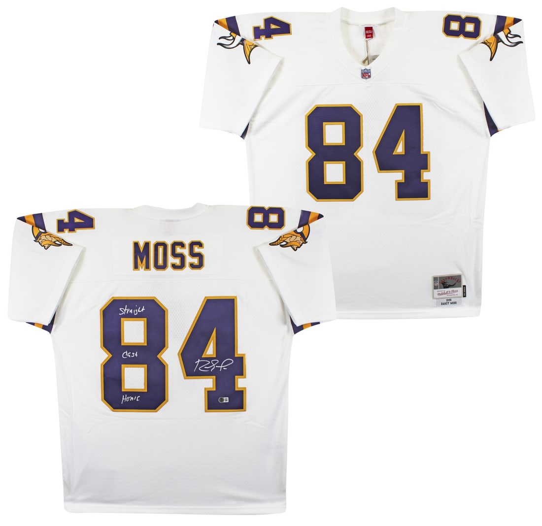 Randy Moss Signed Vikings Jersey Straight Cash Homie BAS Witnessed: Randy Moss Signed Vikings Jersey Straight Cash Homie BAS Witnessed Celebrate the legacy of Randy Moss with this original, autographed Minnesota Vikings white Mitchell & Ness jersey. Featuring the icon