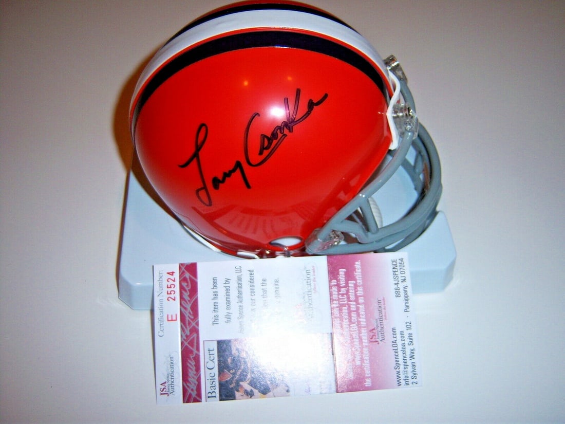 Larry Csonka Autographed Mini Helmet JSA COA Miami Dolphins Syracuse: Larry Csonka Autographed Mini Helmet JSA COA Miami Dolphins Syracuse This is a pre-owned mini helmet signed by Larry Csonka, featuring the Syracuse Orangemen and Miami Dolphins. The helmet is an origi