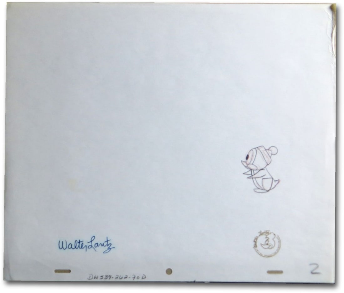 Walter Lantz Autographed 10X12 Production Drawing Chilly Cold War: Walter Lantz Autographed 10X12 Production Drawing Chilly Cold War This remarkable 10X12 production drawing features the signature of Walter Lantz, the legendary animator best known for creating Woody 