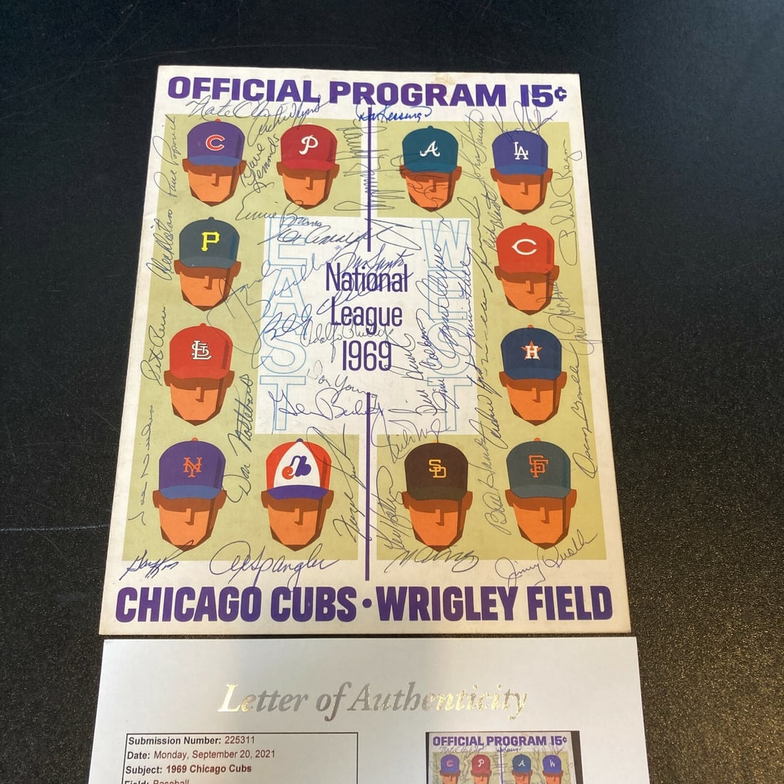 1969 Chicago Cubs Signed Program 35+ Autographs JSA COA (1 of 8)