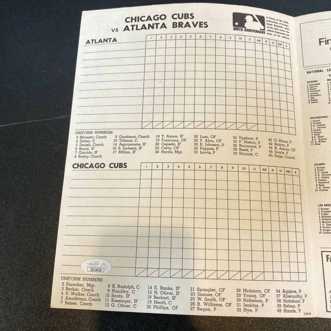 1969 Chicago Cubs Signed Program 35+ Autographs JSA COA - 6