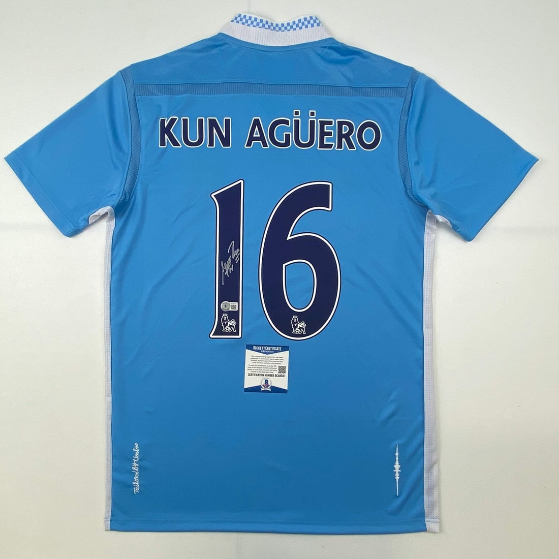 Manchester City Blue Signed Jersey Sergio Aguero Beckett BAS COA (1 of 4)