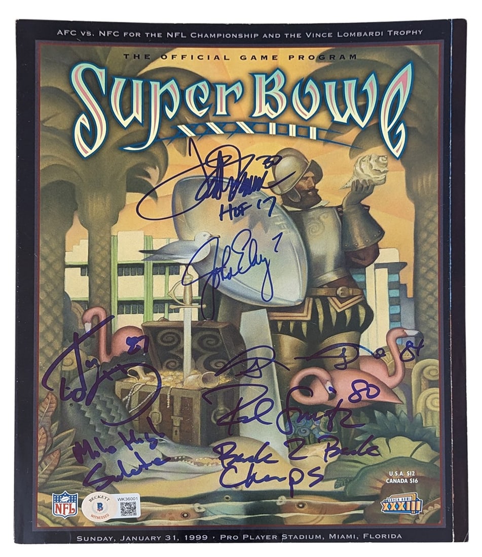 Beckett Witnessed Broncos Super Bowl XXXIII Signed Program (1 of 4)