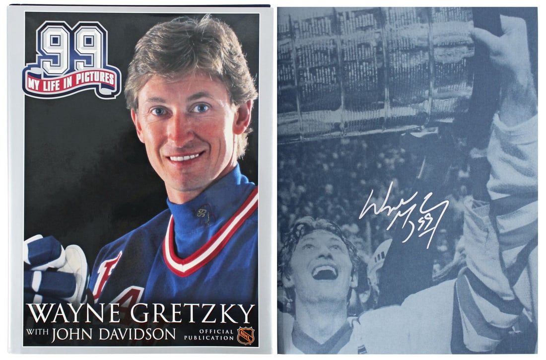 Wayne Gretzky Signed 99 My Life In Pictures Book New York Rangers Beckett COA: Wayne Gretzky Signed 99 My Life In Pictures Book New York Rangers Beckett COA This remarkable hardcover book, titled "99 My Life In Pictures," features the personal insights and career highlights of W