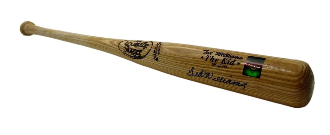 Baseball Bat Autographed by Ted Williams with Green Diamond Hologram Authentication (1 of 6)