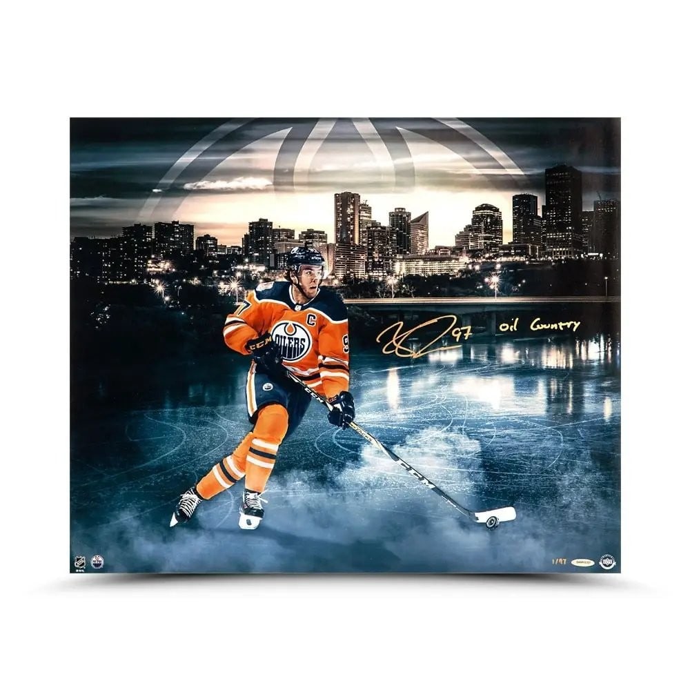 Connor McDavid Autographed Limited 20x24 Photo Edmonton Oilers: Connor McDavid Autographed Limited 20x24 Photo Edmonton Oilers Celebrate the talent of Connor McDavid with this stunning autographed 20X24 photo, featuring the iconic "Oil Country" design. This origin