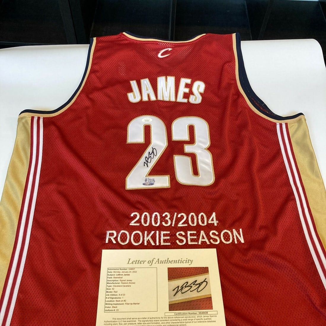 LeBron James Signed Cavaliers Rookie Jersey Limited Edition 7 of 23 JSA COA UDA: LeBron James Signed Cavaliers Rookie Jersey Limited Edition 7 of 23 JSA COA UDA Celebrate the legacy of one of basketball's greatest players with this original LeBron James signed Cleveland Cavaliers 