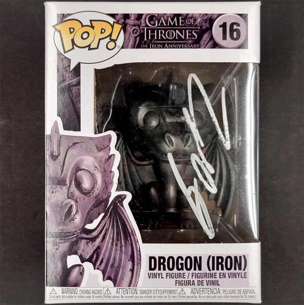 George R.R. Martin Signed Drogon Funko Pop Game of Thrones Beckett Authenticated: George R.R. Martin Signed Drogon Funko Pop Game of Thrones Beckett Authenticated This original Funko Pop figure features Drogon from the acclaimed series Game of Thrones, signed by the renowned author