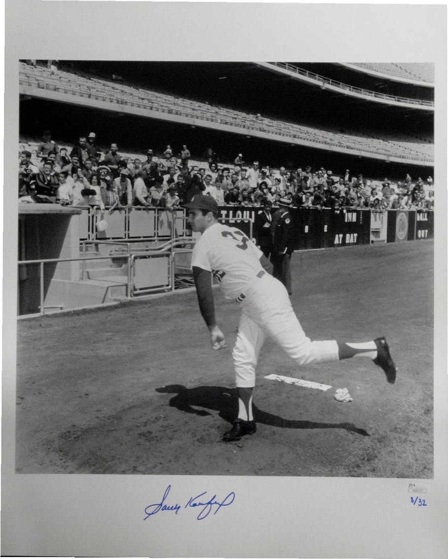 Sandy Koufax Signed 16x20 Photo Dodgers JSA Authenticated: Sandy Koufax Signed 16x20 Photo Dodgers JSA Authenticated Celebrate baseball history with this authentic autographed 16x20 photo of Sandy Koufax, featuring the legendary pitcher warming up. This origi