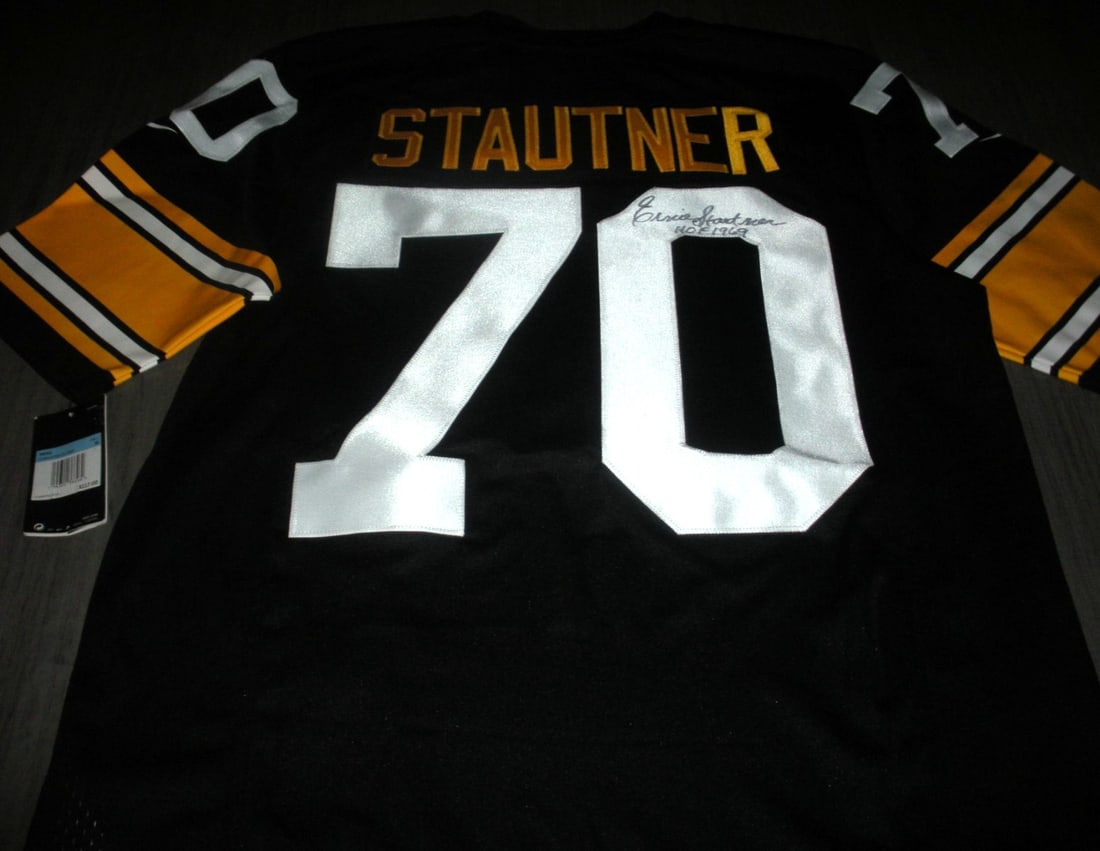 Nike Pittsburgh Steelers Jersey Signed by Ernie Stautner with COA: Nike Pittsburgh Steelers Jersey Signed by Ernie Stautner with COA This official licensed Nike Pittsburgh Steelers jersey is signed by Ernie Stautner and comes with a certificate of authenticity. The j